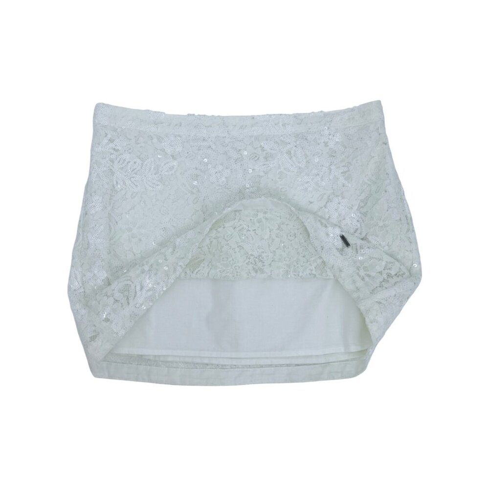 Vintage Hollister Cream Floral Lace & Sequin Embellished Mini Skirt Y2K - Picture 9 of 16